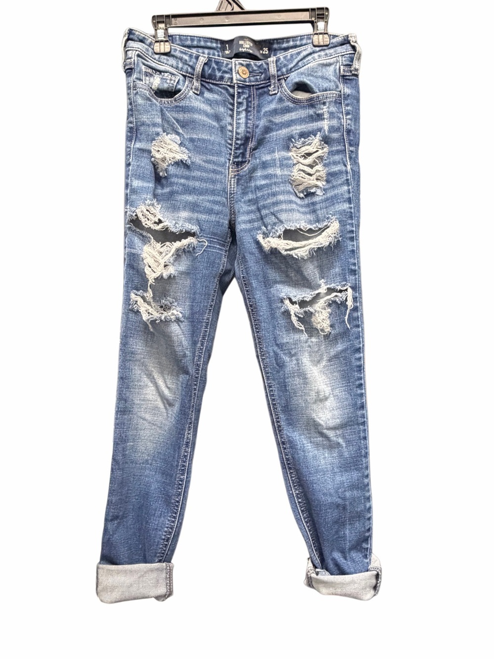 Hollister Women's Light Blue Distressed Boyfriend Jeans
